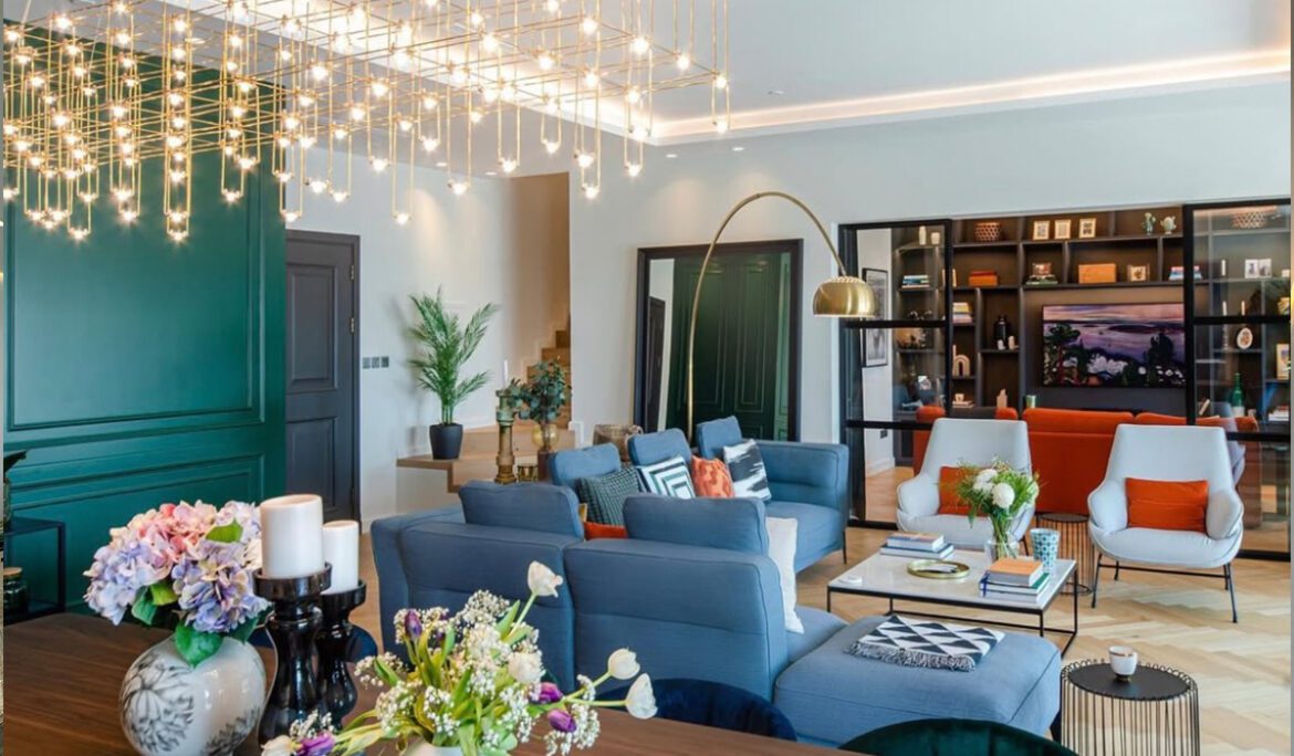 Couch in luxury living room