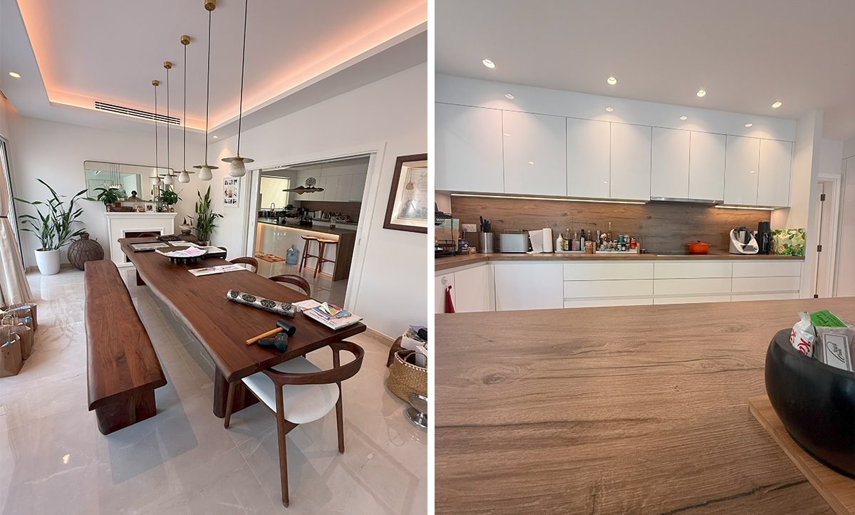 a kitchen with a table and chairs